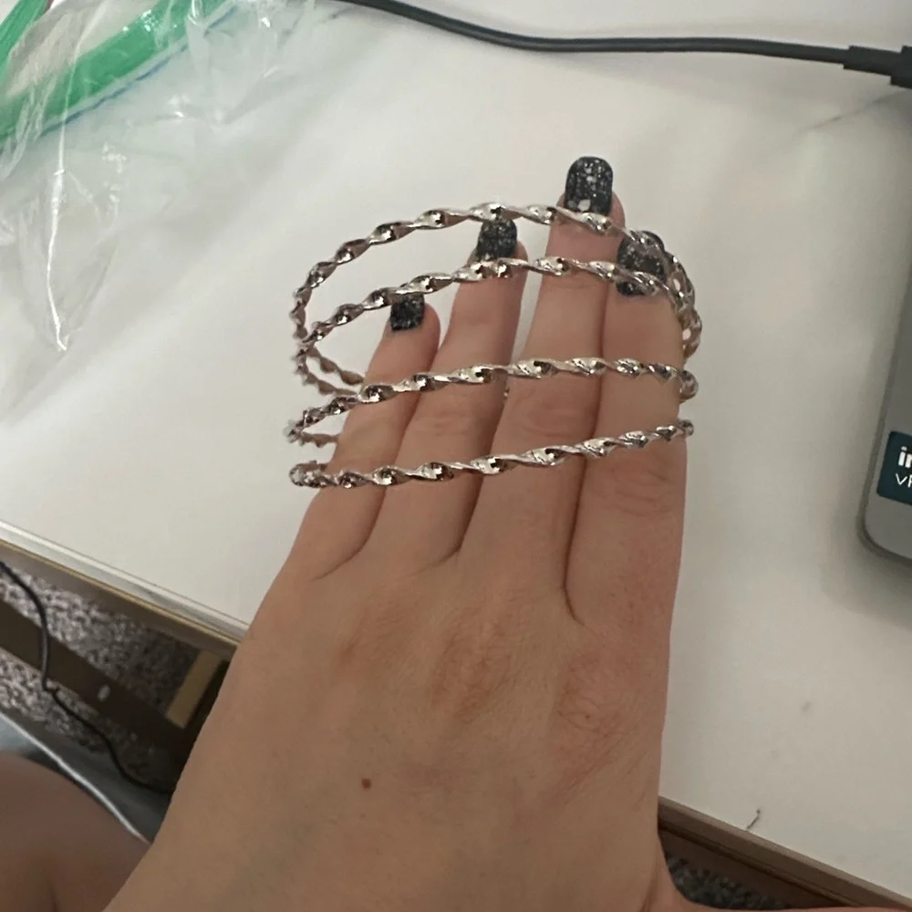 Silver Twist Bangle Bracelet Set - Picture 5 of 6